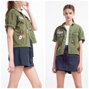 Oversized Short Overshirt w/ Patches